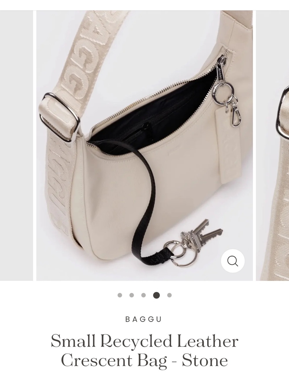 BAGGU Small Crescent Shoulder Bag in Cream - Picture 3 of 8